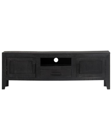 Meuble TV Noir 118 x 30 x 40 cm Bois de manguier massif 