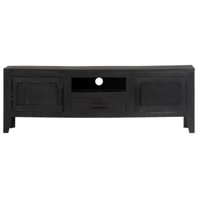 Meuble TV Noir 118 x 30 x 40 cm Bois de manguier massif 