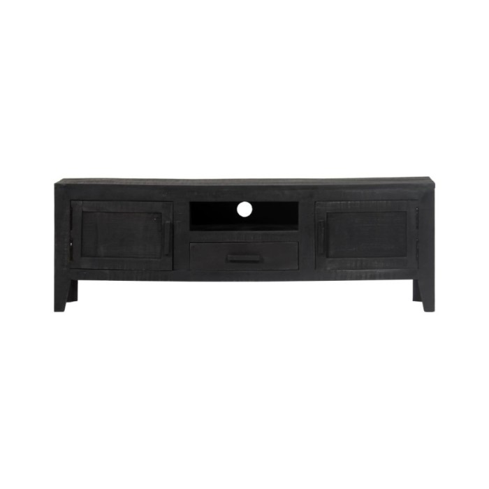 Meuble TV Noir 118 x 30 x 40 cm Bois de manguier massif 