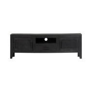 Meuble TV Noir 118 x 30 x 40 cm Bois de manguier massif 