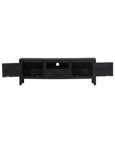Meuble TV Noir 118 x 30 x 40 cm Bois de manguier massif 