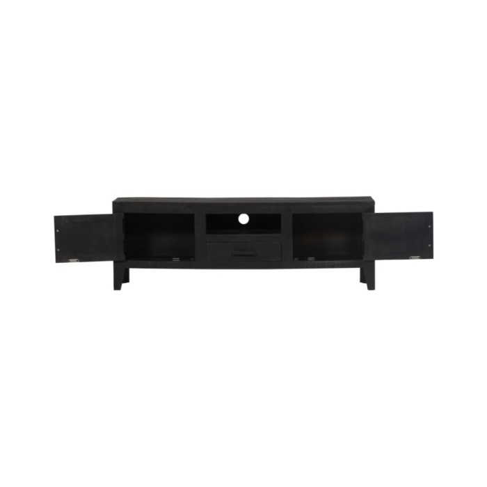 Meuble TV Noir 118 x 30 x 40 cm Bois de manguier massif 