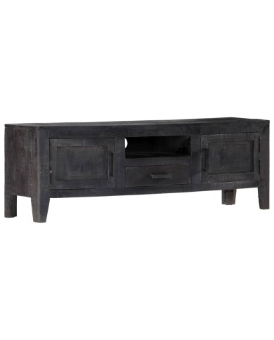 Meuble TV Noir 118 x 30 x 40 cm Bois de manguier massif 