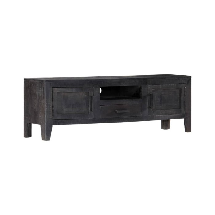 Meuble TV Noir 118 x 30 x 40 cm Bois de manguier massif 