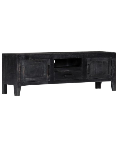 Meuble TV Noir 118 x 30 x 40 cm Bois de manguier massif 