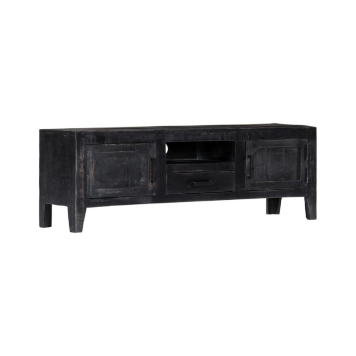 Meuble TV Noir 118 x 30 x 40 cm Bois de manguier massif 