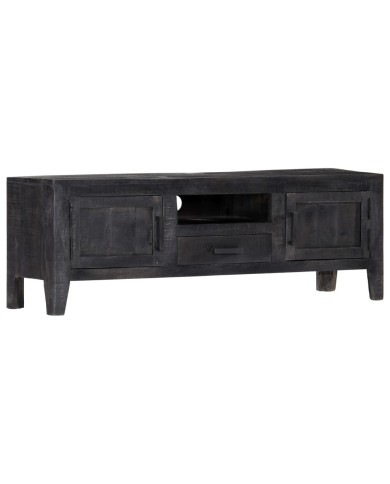 Meuble TV Noir 118 x 30 x 40 cm Bois de manguier massif 