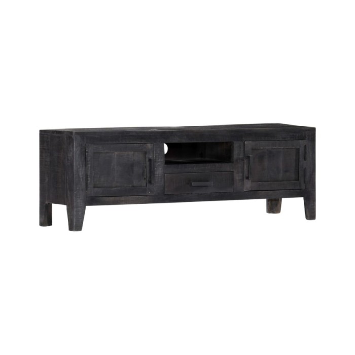 Meuble TV Noir 118 x 30 x 40 cm Bois de manguier massif 