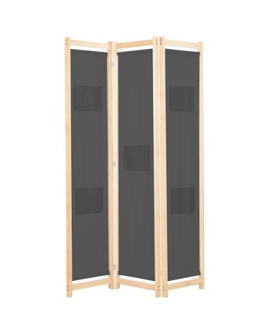Cloison de séparation 3 panneaux Gris 120x170x4 cm Tissu