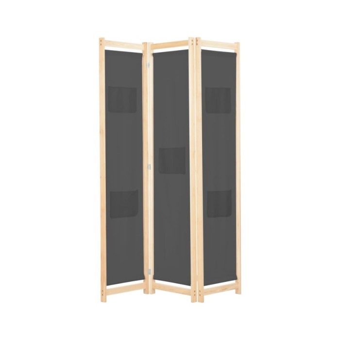 Cloison de séparation 3 panneaux Gris 120x170x4 cm Tissu