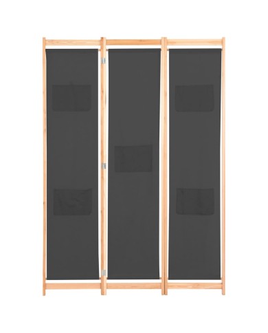 Cloison de séparation 3 panneaux Gris 120x170x4 cm Tissu