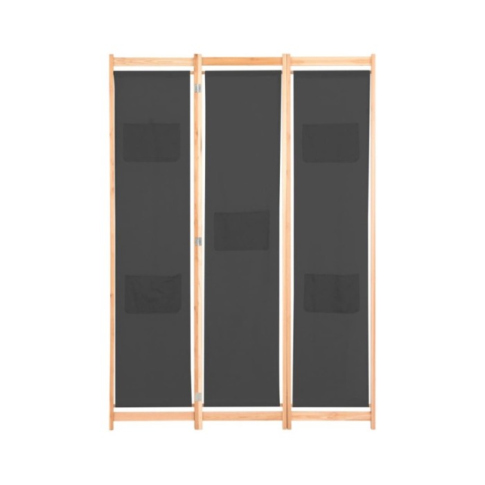Cloison de séparation 3 panneaux Gris 120x170x4 cm Tissu