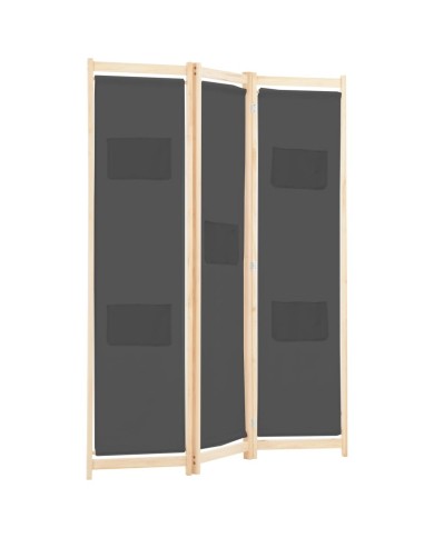 Cloison de séparation 3 panneaux Gris 120x170x4 cm Tissu