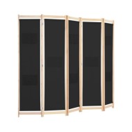 Cloison de séparation 5 panneaux Noir 200 x 170 x 4 cm Tissu