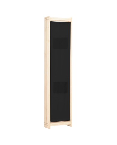 Cloison de séparation 5 panneaux Noir 200 x 170 x 4 cm Tissu