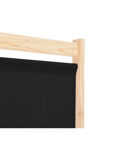 Cloison de séparation 5 panneaux Noir 200 x 170 x 4 cm Tissu