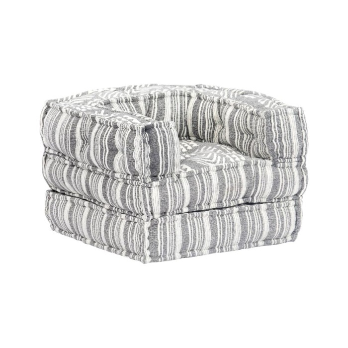 Pouf modulaire Gris rayé Tissu