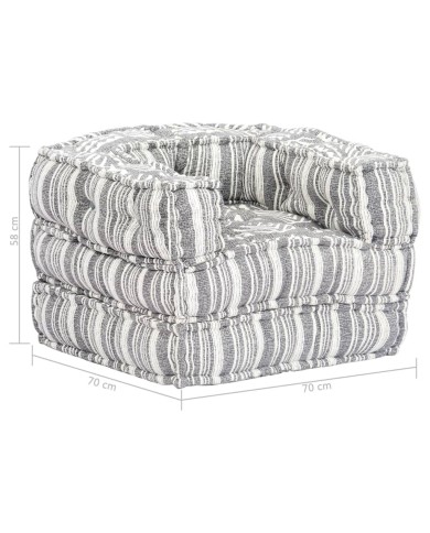 Pouf modulaire Gris rayé Tissu