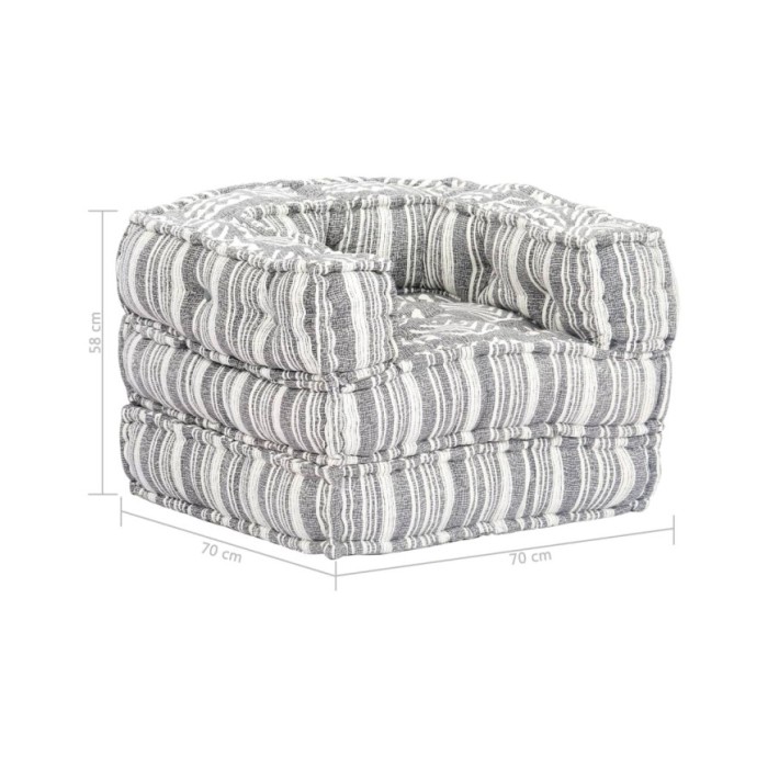 Pouf modulaire Gris rayé Tissu