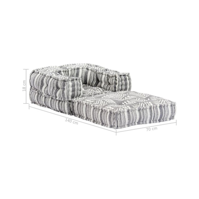 Pouf modulaire Gris rayé Tissu