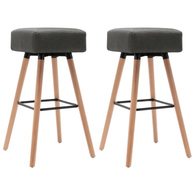 Chaises de bar 2 pcs Gris foncé Tissu