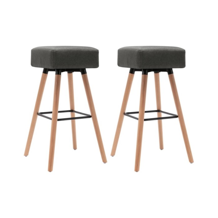 Chaises de bar 2 pcs Gris foncé Tissu