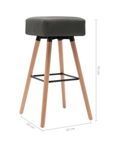 Chaises de bar 2 pcs Gris foncé Tissu