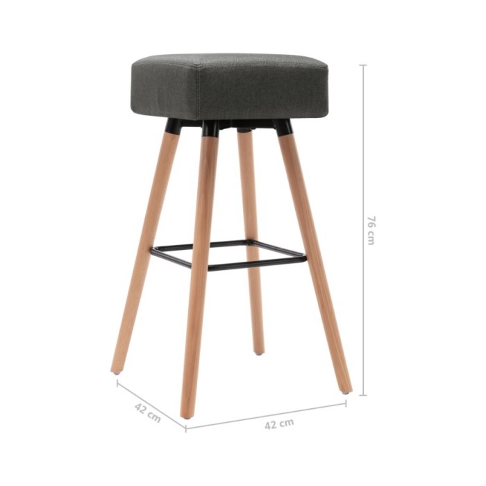 Chaises de bar 2 pcs Gris foncé Tissu