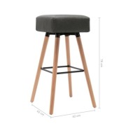 Chaises de bar 2 pcs Gris foncé Tissu