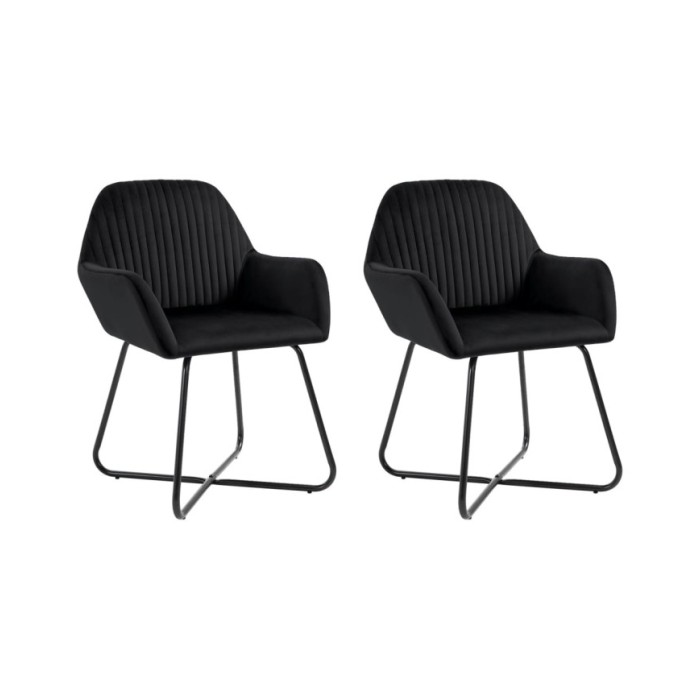 Chaises de salle à manger 2 pcs Noir Velours 