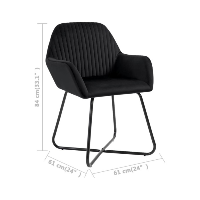 Chaises de salle à manger 2 pcs Noir Velours 