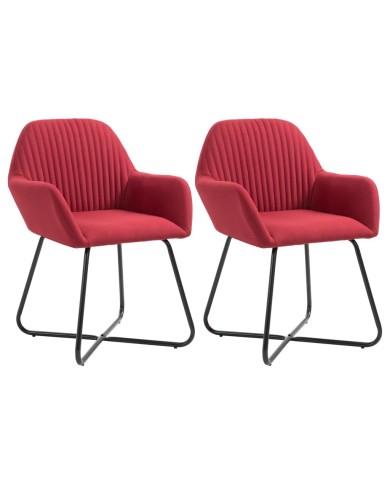 Chaises de salle à manger 2 pcs Rouge bordeaux Tissu