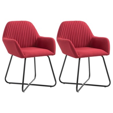 Chaises de salle à manger 2 pcs Rouge bordeaux Tissu