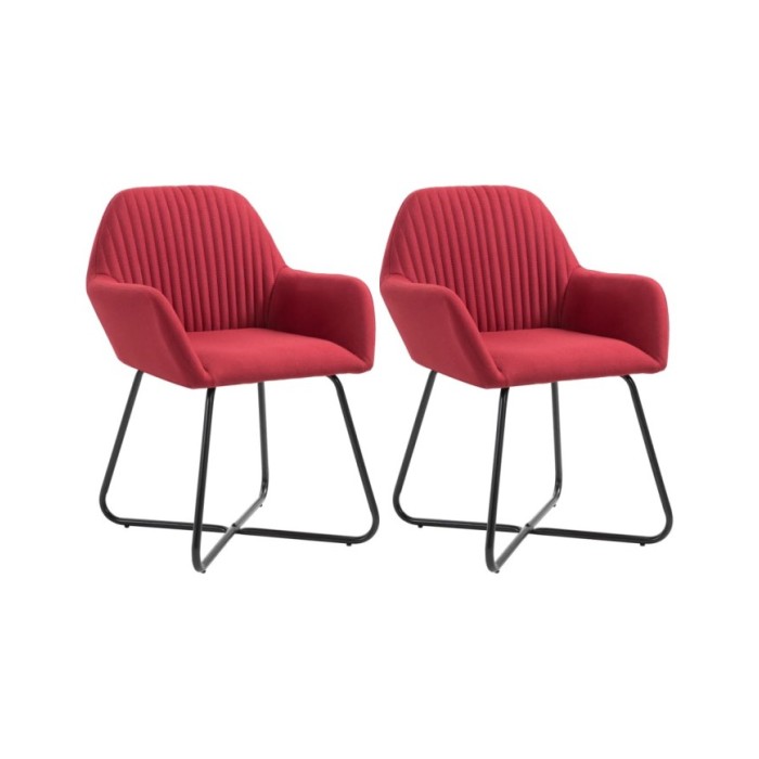 Chaises de salle à manger 2 pcs Rouge bordeaux Tissu