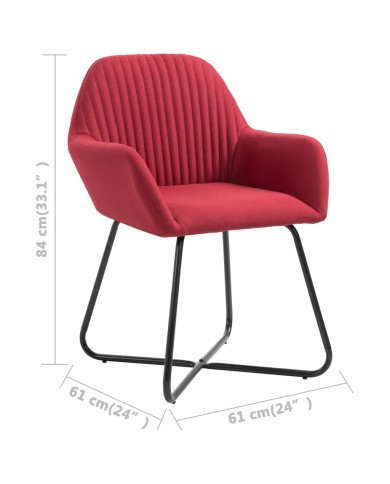 Chaises de salle à manger 2 pcs Rouge bordeaux Tissu