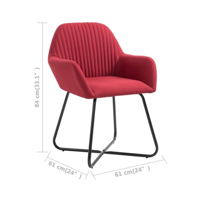 Chaises de salle à manger 2 pcs Rouge bordeaux Tissu