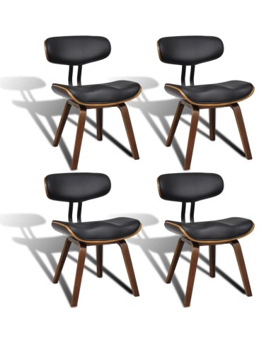 Chaises de salle à manger 4 pcs Bois courbé et similicuir 