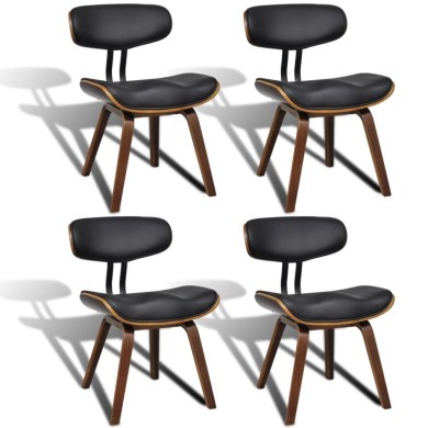 Chaises de salle à manger 4 pcs Bois courbé et similicuir 