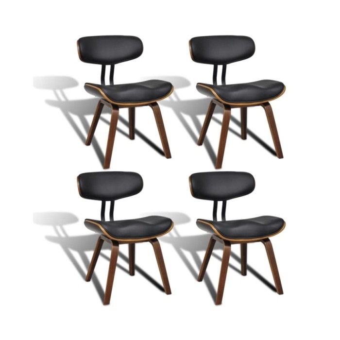 Chaises de salle à manger 4 pcs Bois courbé et similicuir 