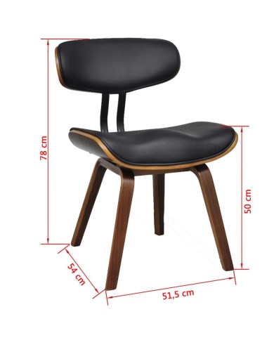 Chaises de salle à manger 4 pcs Bois courbé et similicuir 