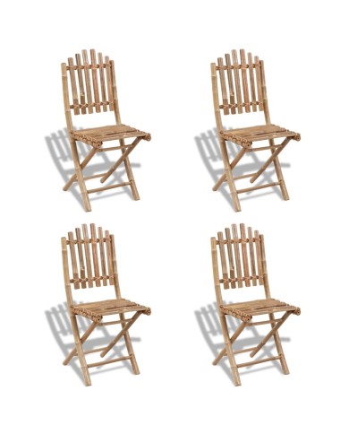 Chaises pliables d'extérieur Bambou 4 pcs