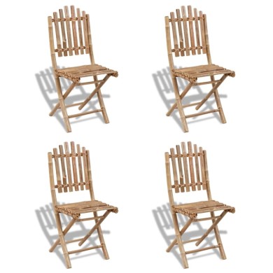 Chaises pliables d'extérieur Bambou 4 pcs