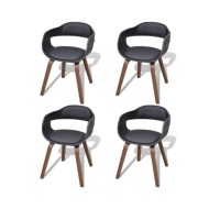 Chaises de salle à manger 4 pcs Noir Bois courbé et similicuir