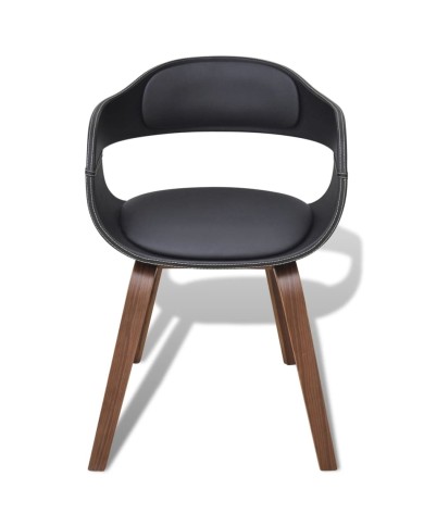 Chaises de salle à manger 4 pcs Noir Bois courbé et similicuir