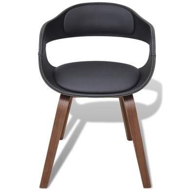 Chaises de salle à manger 4 pcs Noir Bois courbé et similicuir