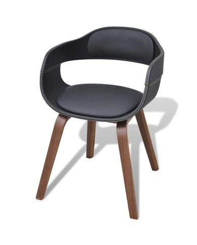 Chaises de salle à manger 4 pcs Noir Bois courbé et similicuir