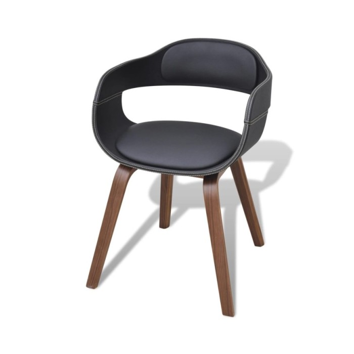 Chaises de salle à manger 4 pcs Noir Bois courbé et similicuir