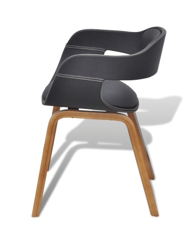 Chaises de salle à manger 4 pcs Noir Bois courbé et similicuir