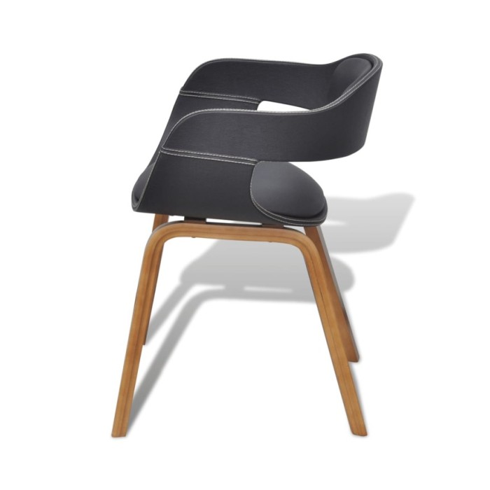 Chaises de salle à manger 4 pcs Noir Bois courbé et similicuir