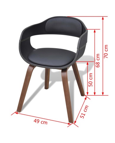 Chaises de salle à manger 4 pcs Noir Bois courbé et similicuir